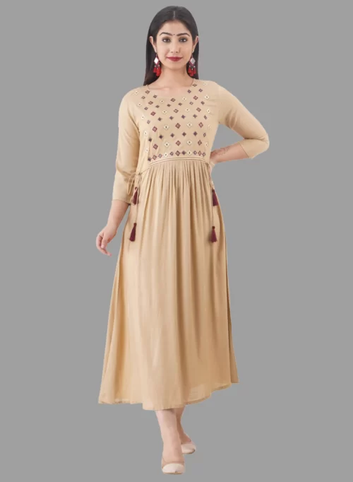 Casual Embroidered A-Line Kurti