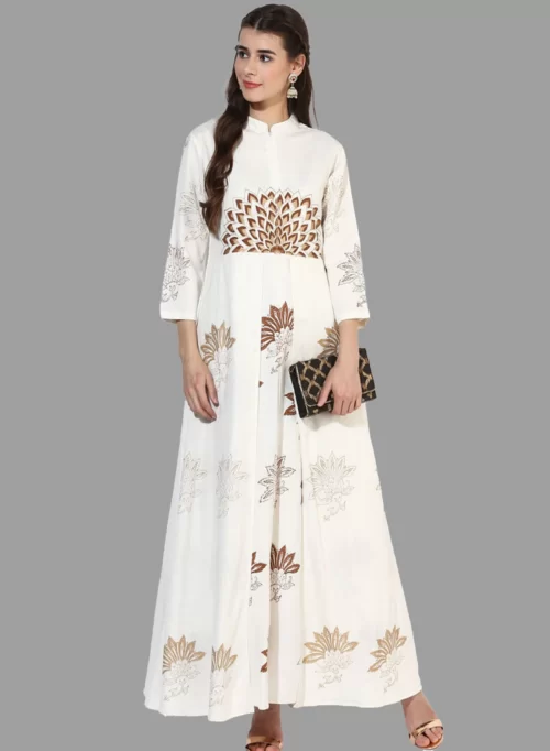 Gold & Brown Blocks Print Dress