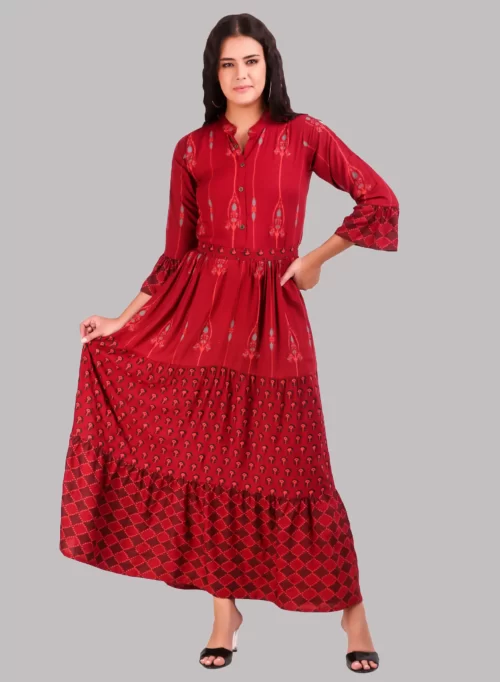 Long Stylish Printed Gown