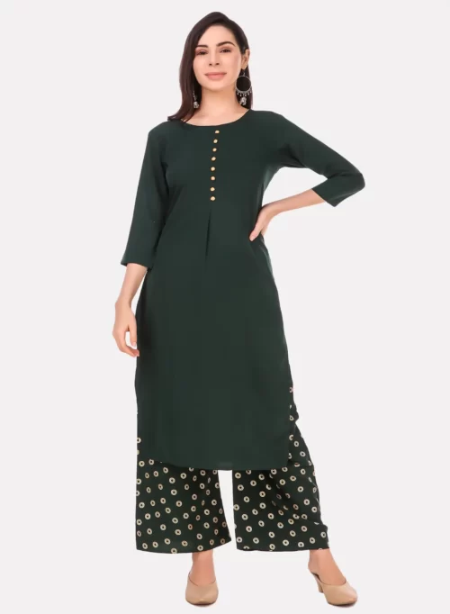 Green Kurti with Palazzo Set