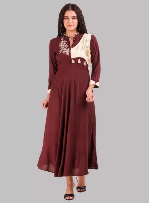 Brown Long Designer Gown
