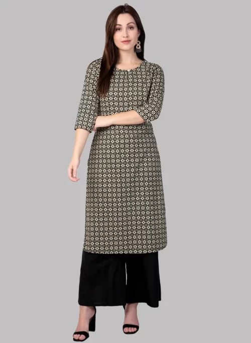 Dove Printed Straight Kurti