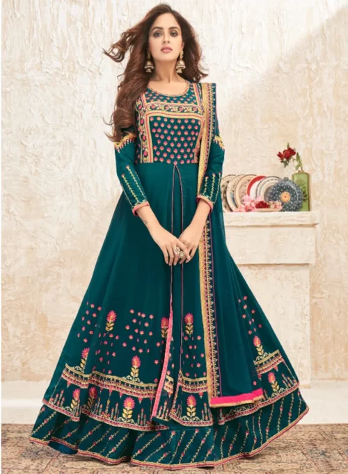 Prussian Designer Party Wear Gown with Dupatta